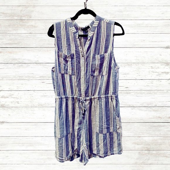 White & Blue Stripe Romper | Kelly Renee XXL - Picture 1 of 6